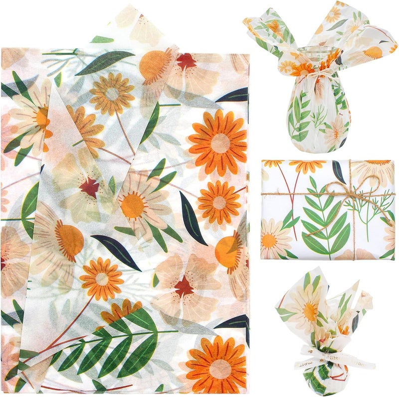 Benvo 20 Sheets Floral Print Tissue Paper 20 inch x 29 inch Decoupage Paper Decorative Tissue Gift Wrapping for DIY Art Craft Spring Wedding Birthday Baby Shower(Style G) - Image 1